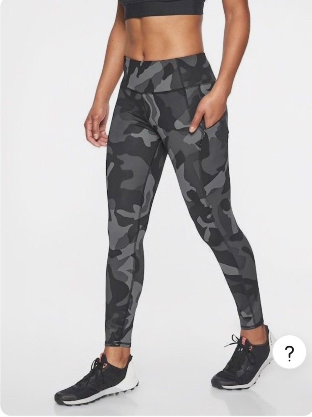 Athleta Black & Gray Camo Leggings with Side Pocket